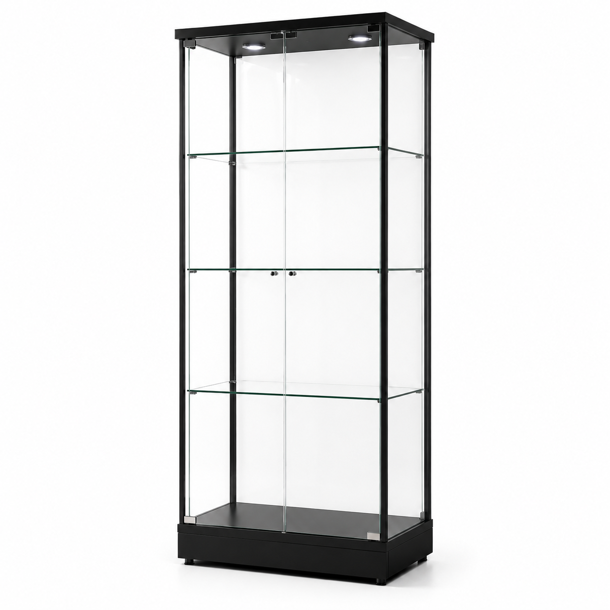 Meuble Vitrine Collector LED – Verre & Métal Noir 163 cm