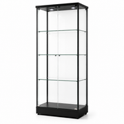 Meuble Vitrine Collector LED – Verre & Métal Noir 163 cm